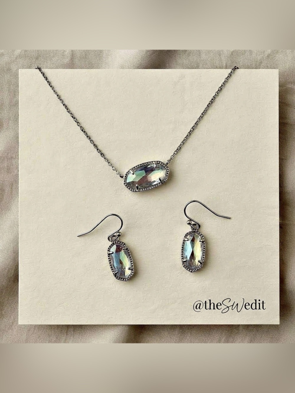 Kendra Scott Elisa Pendant Necklace and Matching Drop Earrings Set Crystal